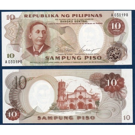 Philippines Pick N°144a, Billet de banque de 10 Piso 1969