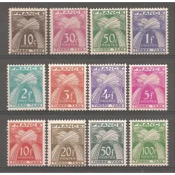 Timbres France Taxes Yvert 78-89 Types Gerbes Légende France timbre taxe