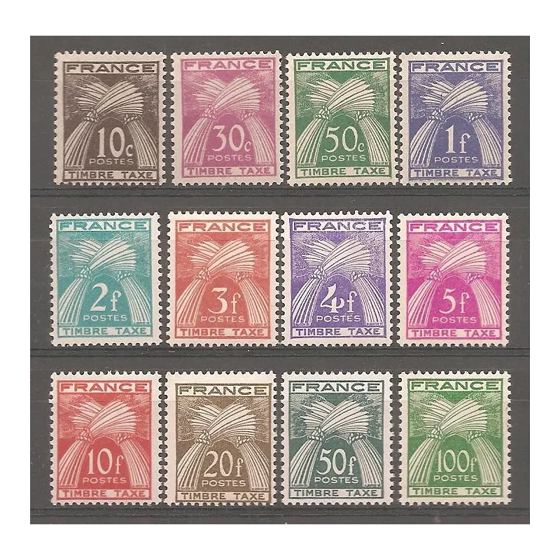 Timbres France Taxes Yvert 78-89 Types Gerbes Légende France timbre taxe Timbres France Taxes Yvert 78-89 Types Gerbes Légende France timbre taxe