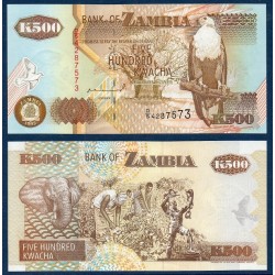 Zambie Pick N°39a, Billet de banque de 500 Kwacha 1992