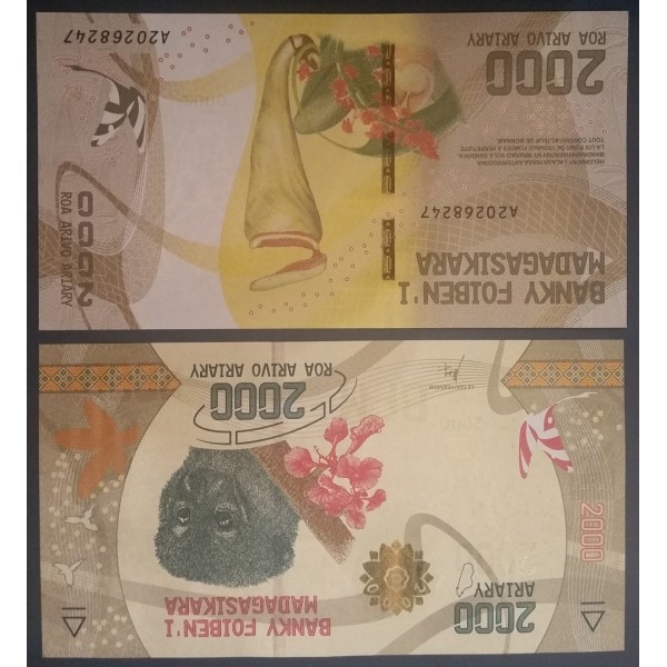 Madagascar P.101, Neuf Billet de banque de 2000 Ariary Francs 2016
