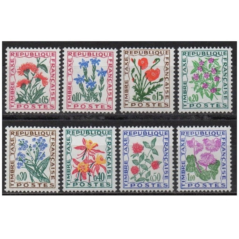 Timbres France Taxes Yvert 95-102 Série fleurs des champs