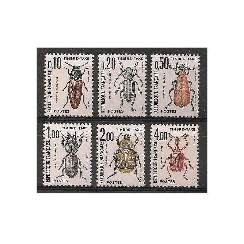 Timbres France Taxes Yvert 103-108 Série insectes, coléoptères 1