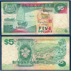 Singapour Pick N°19, Billet de banque de 5 Dollars 1989