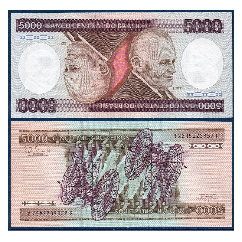 Bresil Pick N°202d, Billet de banque de 5000 Cruzeiros 1984