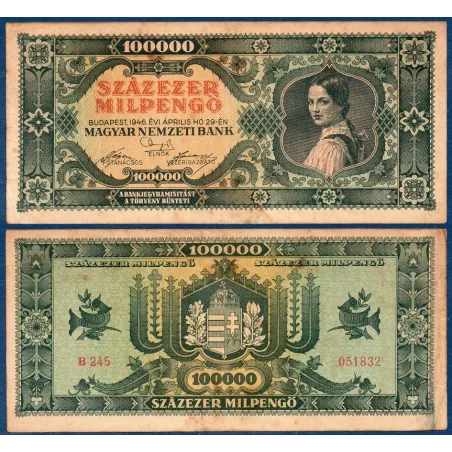 Hongrie Pick N°127, Billet de banque de 100000 Pengo 1946