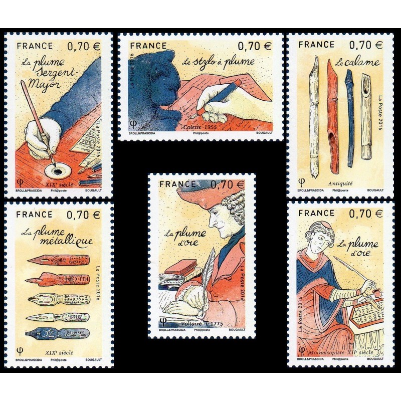 Timbre France Yvert No 5098-5103 Plumes d'écritures