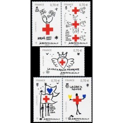 Timbre France Yvert No 5106-5110 Croix rouge, action