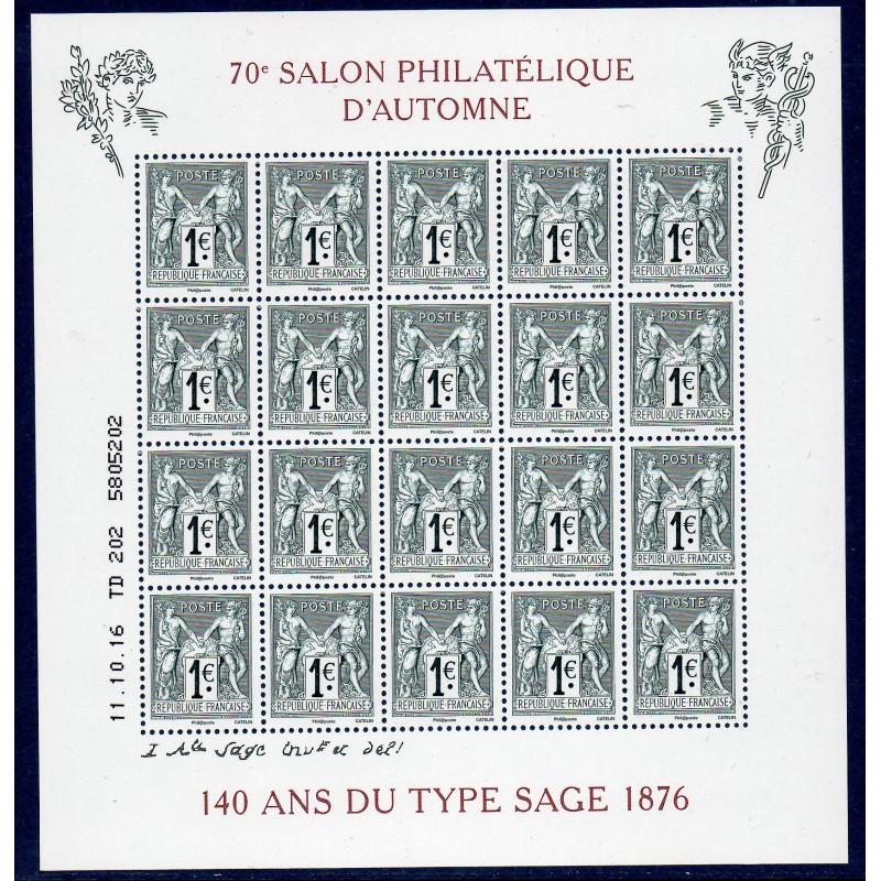 Bloc Feuillet France Yvert F5094 salon d'automne Type Sage