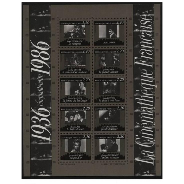 Bloc Feuillet timbre France 9 Cinemathèque Française