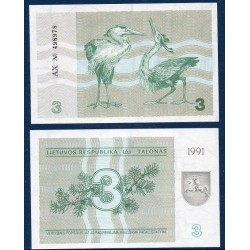 Lituanie Pick N°33b, Billet de banque de 3 Talonu 1991