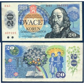 Tchécoslovaquie Pick N°95b,TTB Billet de banque de 20 Korun 1988