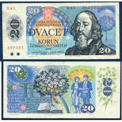 Tchécoslovaquie Pick N°95b,TTB Billet de banque de 20 Korun 1988