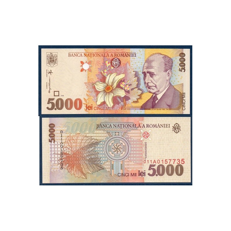 Roumanie Pick N°107b, Billet de banque de 5000 leï 1998