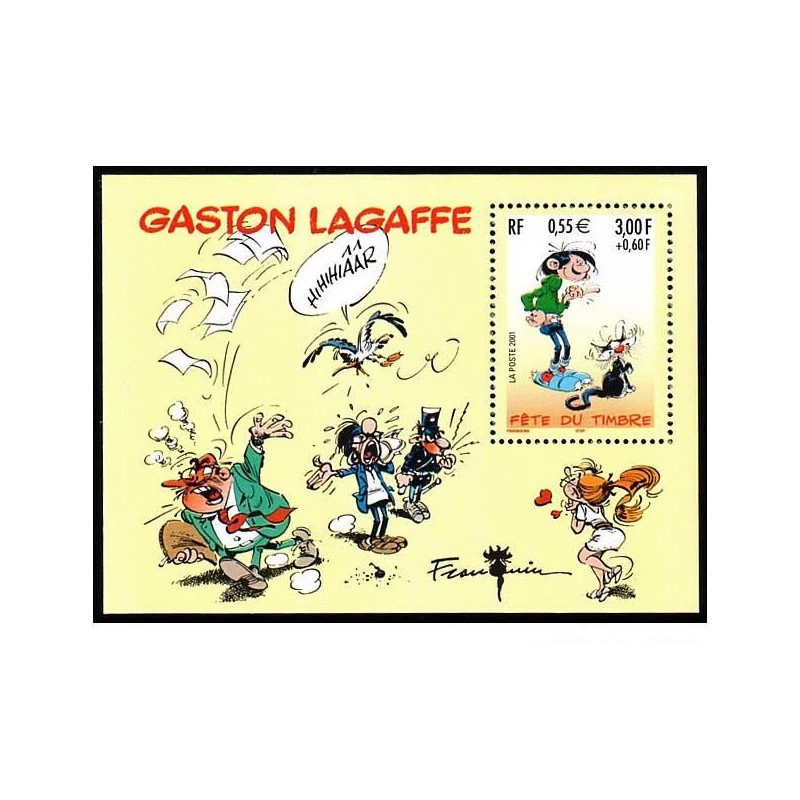 Bloc Feuillet France Yvert 34 Fête du timbre Gaston lagaffe