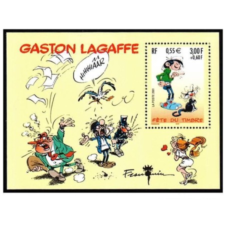 Bloc Feuillet France Yvert 34 Fête du timbre Gaston lagaffe