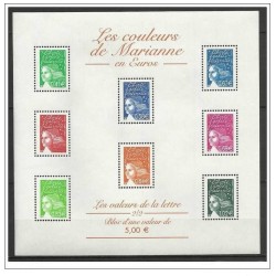 Bloc Feuillet France Yvert 44-45 les couleurs de mariannes en euro