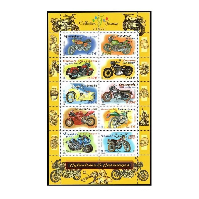 Bloc Feuillet France Yvert 51 Motos et carénages Collection jeunesse