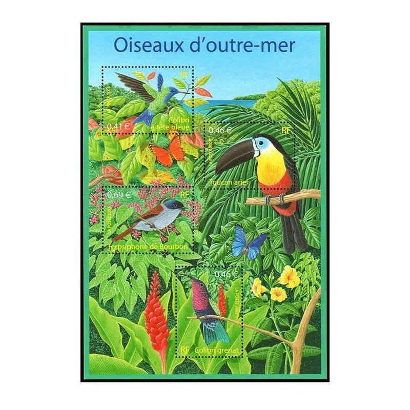 Bloc Feuillet France Yvert 56 Nature de France - oiseaux d'outre mer