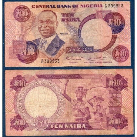 Nigeria P.21a, TB-, Billet de 10 Naira 1979-1984 Alvan Ikoku