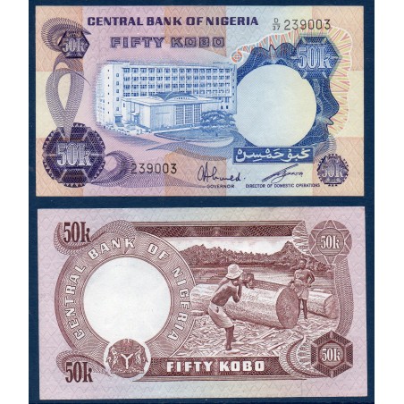 Nigeria P.14f, SPL, Billet de 50 kobo 1973-1978 Arbres