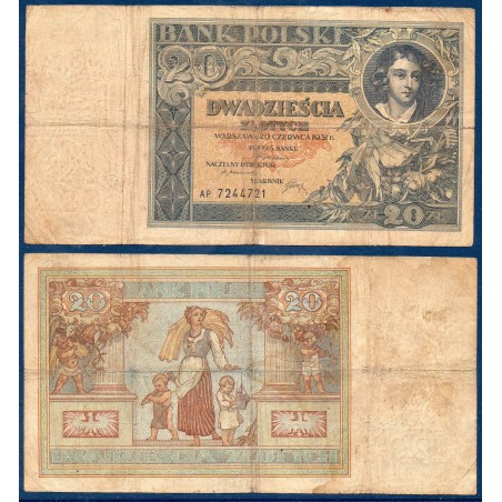 Pologne Pick N°73, Billet de banque de 20 zlotych 1931