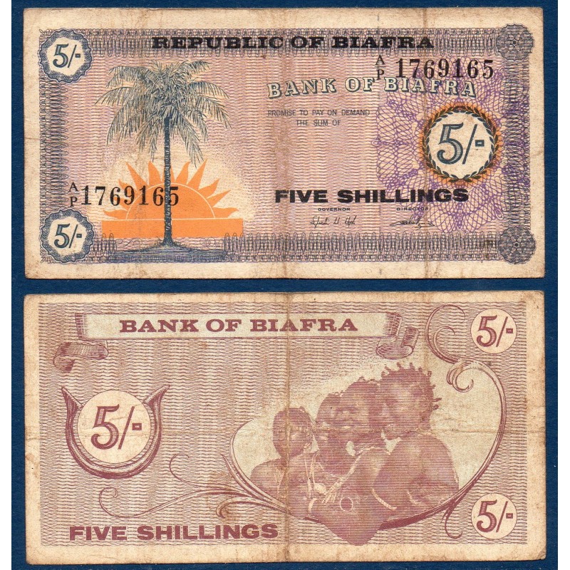 Biafra Pick N°1, Billet de banque de  5 Shillings 1967