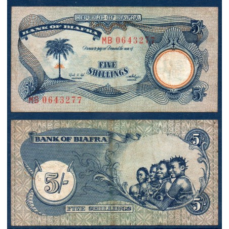 Biafra Pick N°3a TTB, Billet de banque de  5 Shillings 1968-1969