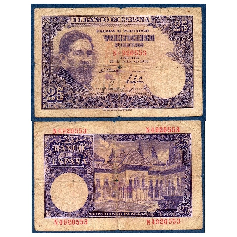Espagne Pick N°147, B Billet de banque de 25 pesetas 1954