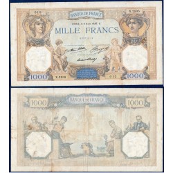 1000 Francs Cérès et Mercure TB+ 6.8.1936 Billet de la banque de France