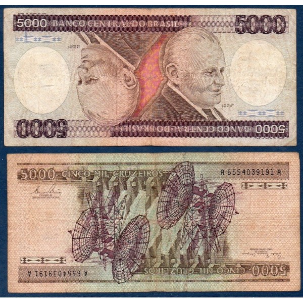 Bresil P.202a, TB Billet de 5000 Cruzeiros 1981 Humberto Castello Branco