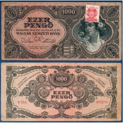 Hongrie Pick N°118b avec timbre, Billet de banque de 1000 Pengo 1945
