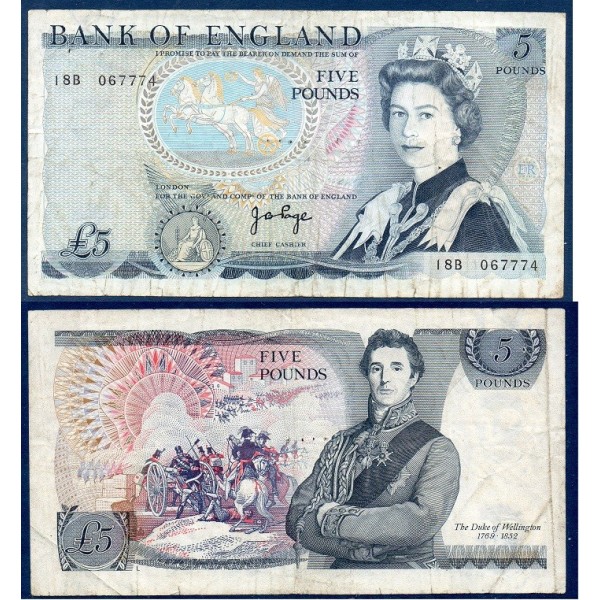 Grande Bretagne Pick N°378b, Billet de banque de 5 Pound 1973