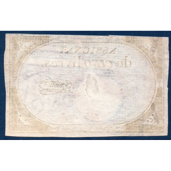 Assignat 5 livres 10 brumaire l'an 2 TTB signature Bertaud