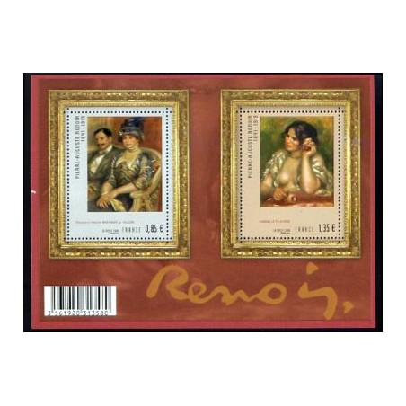 Bloc Feuillet France Yvert F4406 Série de tableaux de Renoir