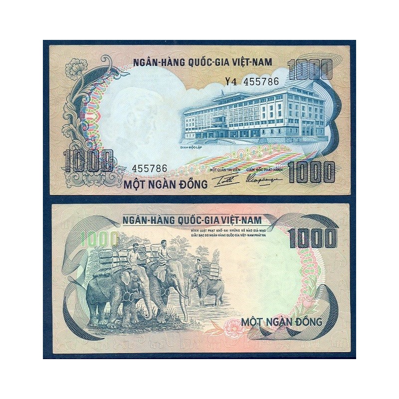 Viet-Nam Sud TTB+ P.34a, Billet de 1000 dong 1972 elephant Viet-Nam Sud TTB+ P.34a, Billet de 1000 dong 1972 elephant
