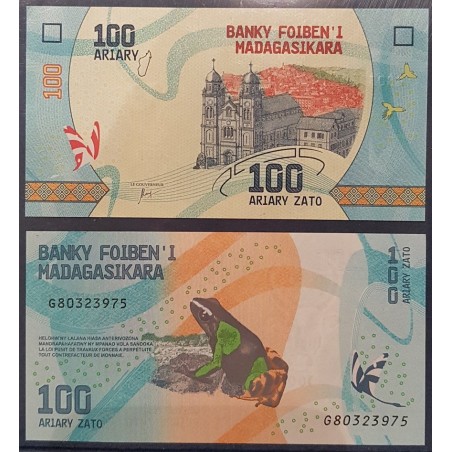 Madagascar P.97, Neuf, Billet de 100 Ariary  2017 Grenouille