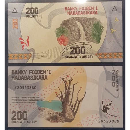 Madagascar P.98, Neuf, Billet de 200 Ariary 2017 Cascade
