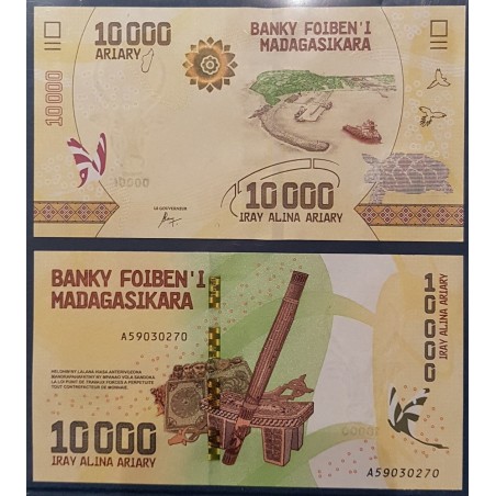 Madagascar P.103, Neuf, Billet de 10000 Ariary 2017 Port