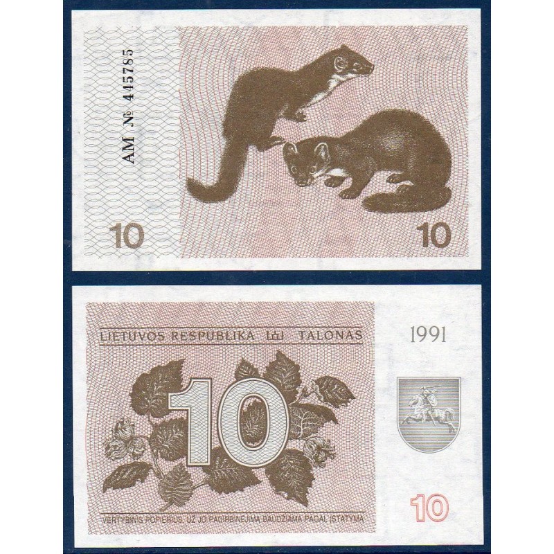 Lituanie Pick N°35b, Billet de banque de 10 Talonas 1991