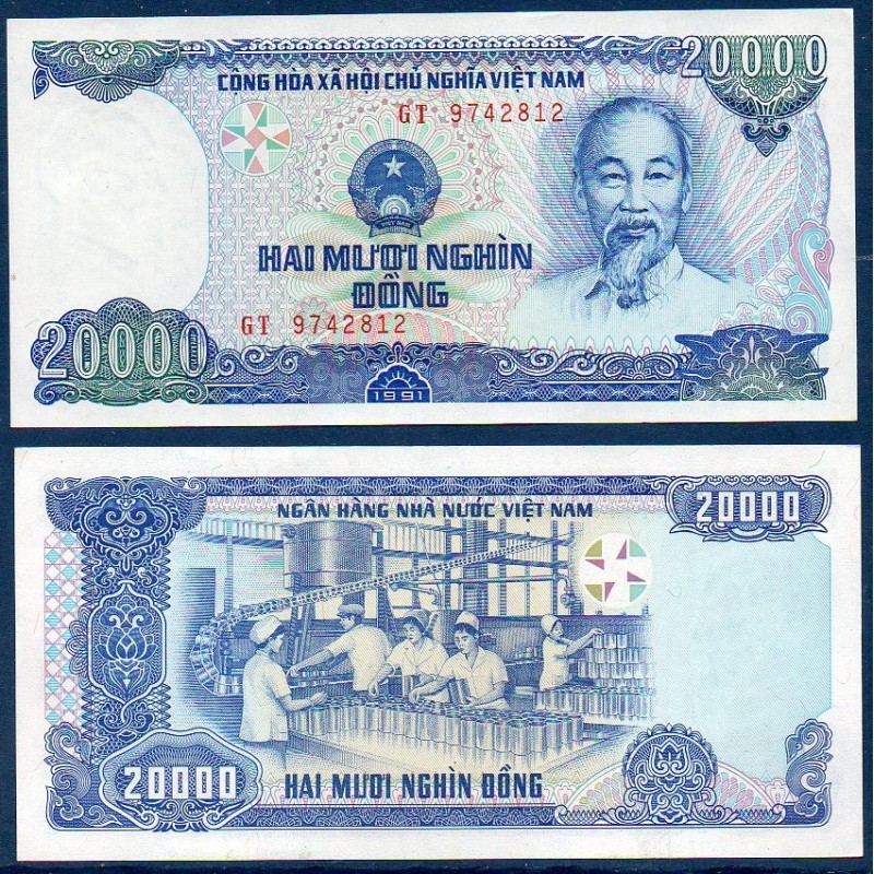 Viet-Nam Nord Pick N°110a, Billet de banque de 20000 dong 1991