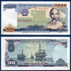 Viet-Nam Nord Pick N°104,SPL Billet de banque de 5000 dong 1987