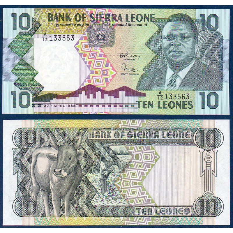 Sierra Leone Pick N°15, Billet de banque de 10 leones 1988