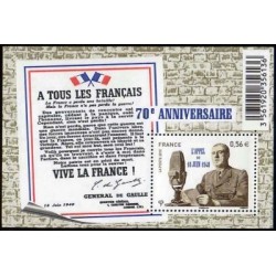 Bloc Feuillet France Yvert F4493 Charles de Gaulle, Apel du 18 juin