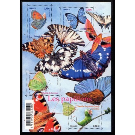 Bloc Feuillet France Yvert F4498 Serie Nature, Les papillons