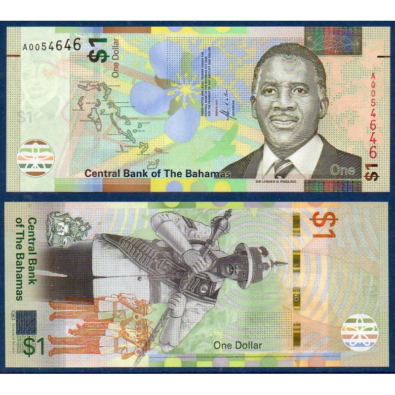 Bahamas P.77a, neuf Billet de 1 dollar 2017 Lynden Pindling Bahamas P.77a, neuf Billet de 1 dollar 2017 Lynden Pindling