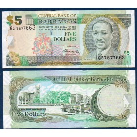Barbade P.67b, neuf Billet de 5 dollars 2007 Frank Mortimer