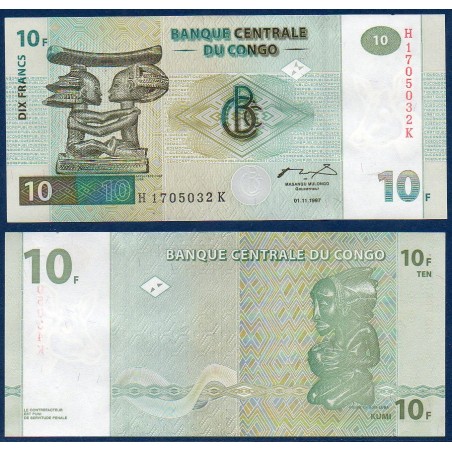 Congo Pick N°87B, Billet de banque de 10 francs 1997