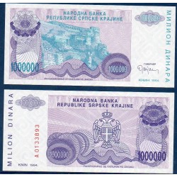 Croatie (serbie) Pick N°R33a, Billet de banque de 1000000 Dinara 1994