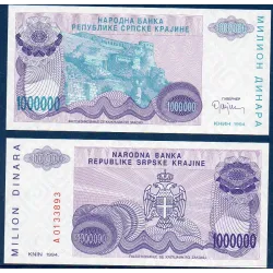 Croatie (serbie) Pick N°R33a, Billet de banque de 1000000 Dinara 1994